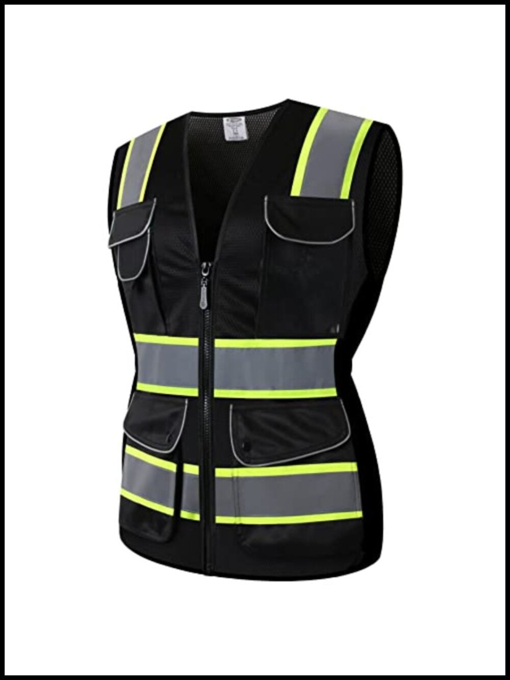 Women's Hi-Vis Reflective Safety Vest with Pockets, 100% Polyester Mesh,